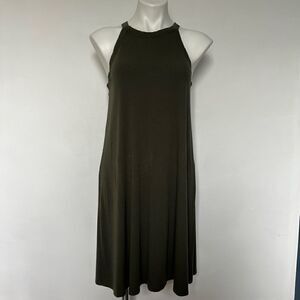 Gap Basic Ribbed Olive Green Mini Dress